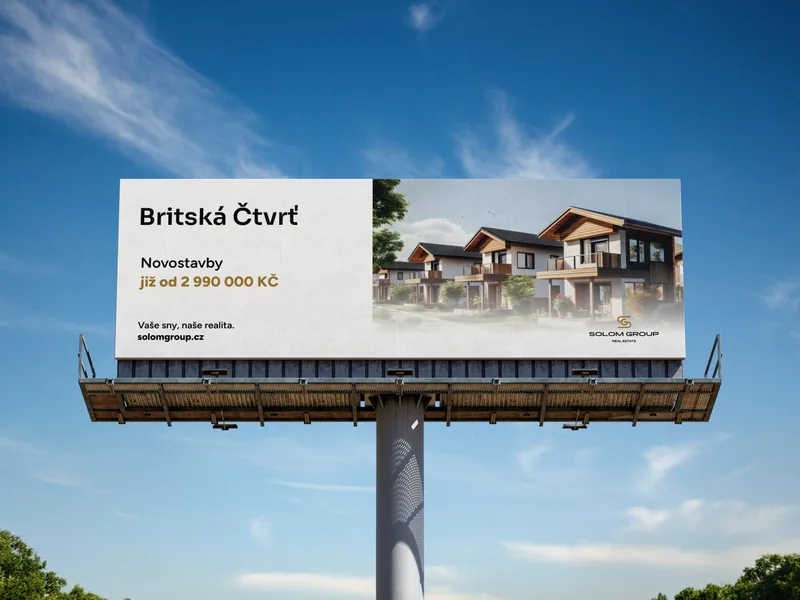 Návrh billboardu pro projekt Britská Čtvrť s claimem Vaše sny, naše realita